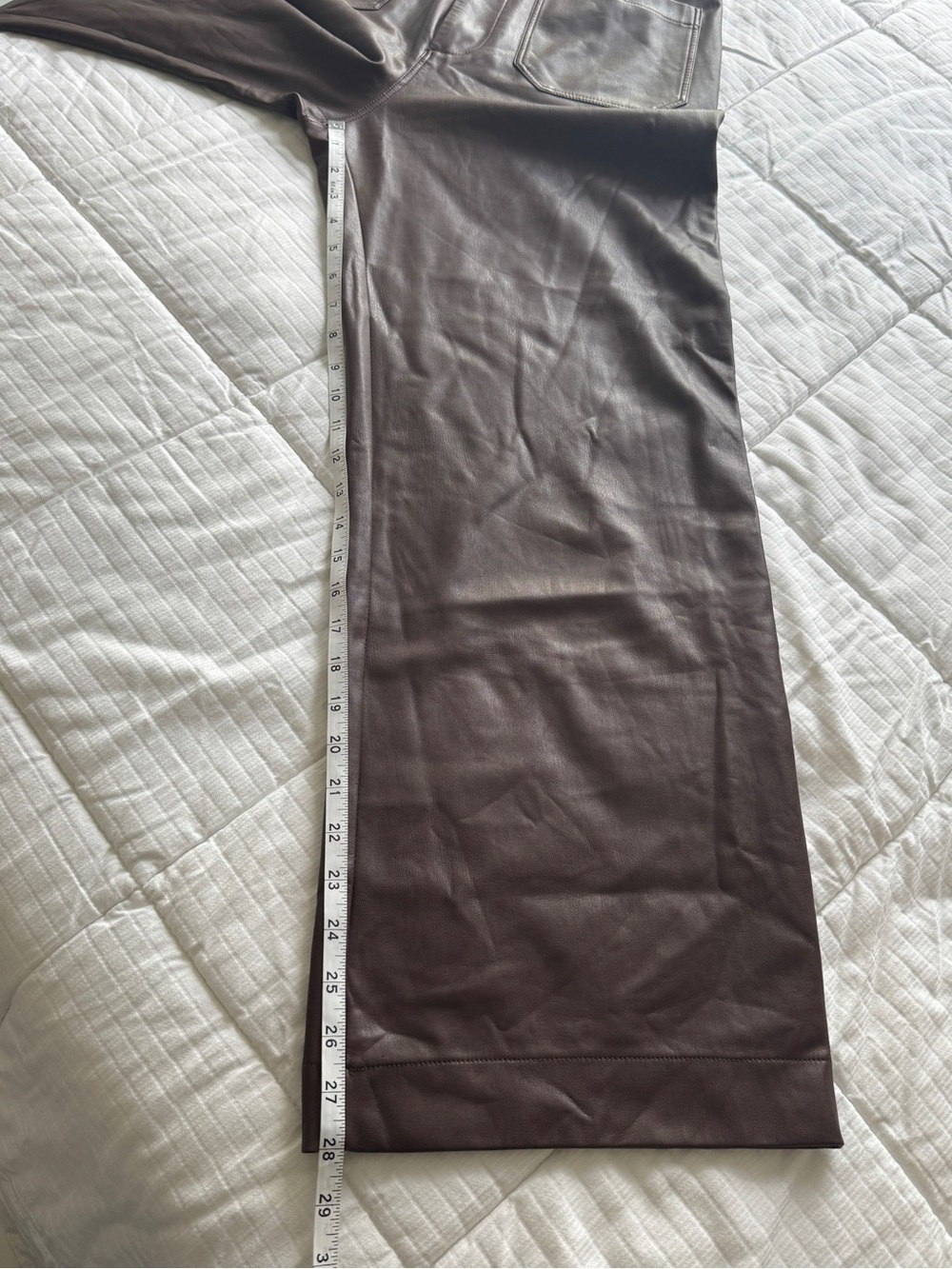 Maeve Anthropologie brown faux leather wide leg cropped pants, size 29T - Picture 7 of 9